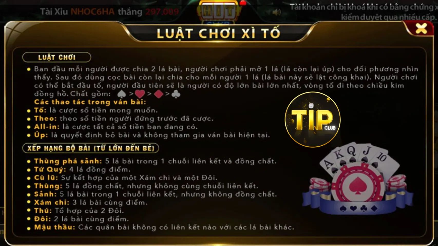 Luôn nắm các thuật ngữ cơ bản trong game xì tố của Tip Club